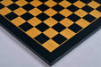 Midnight black and gold MDF tournament chess board, green velvet underside