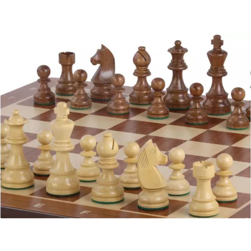 Padauk 48cm Notation Chess Set With German Acacia Chess Pieces
