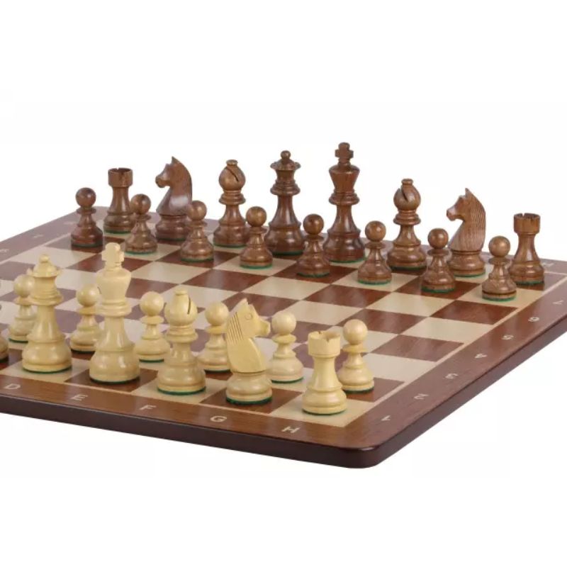 Padauk 48cm Notation Chess Set With German Acacia Chess Pieces