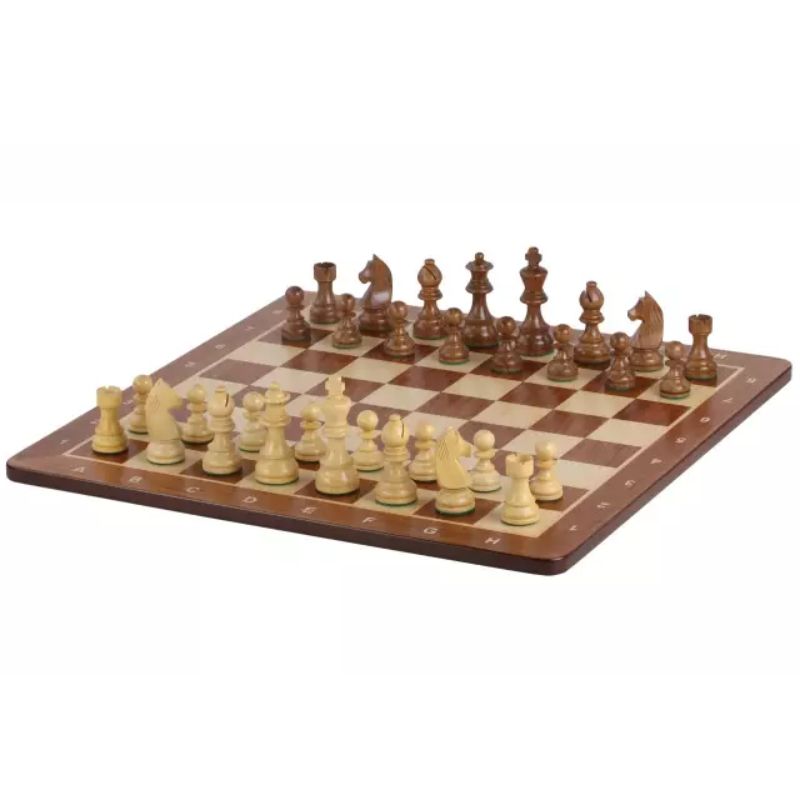 Padauk 48cm Notation Chess Set With German Acacia Chess Pieces