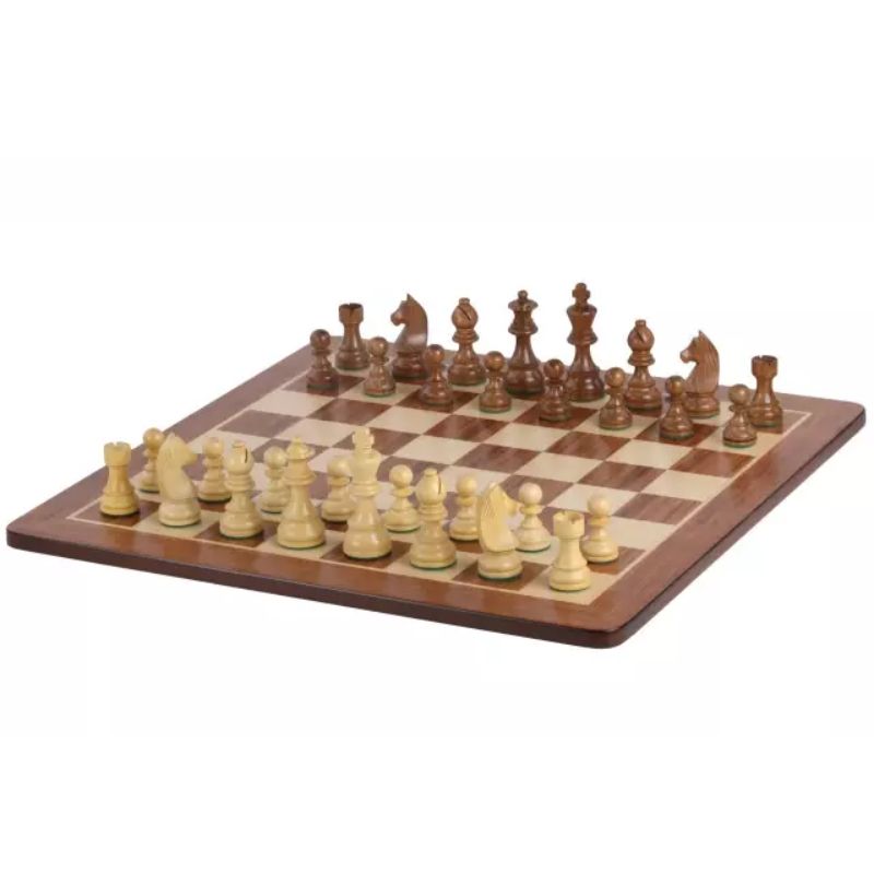 Padauk 48cm Staunton Chess Set With German Acacia Chess Pieces