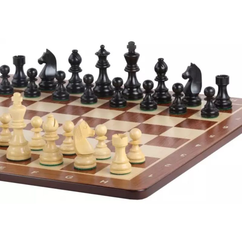 Padauk 54cm Notation Chess Set With German Ebonised Chess Pieces