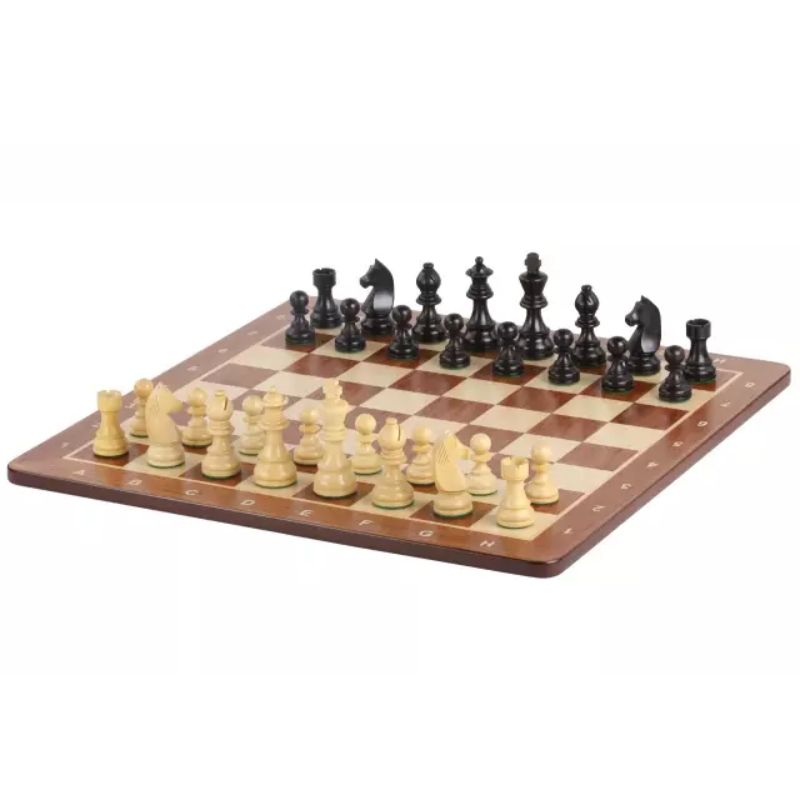 Padauk 54cm Notation Chess Set With German Ebonised Chess Pieces