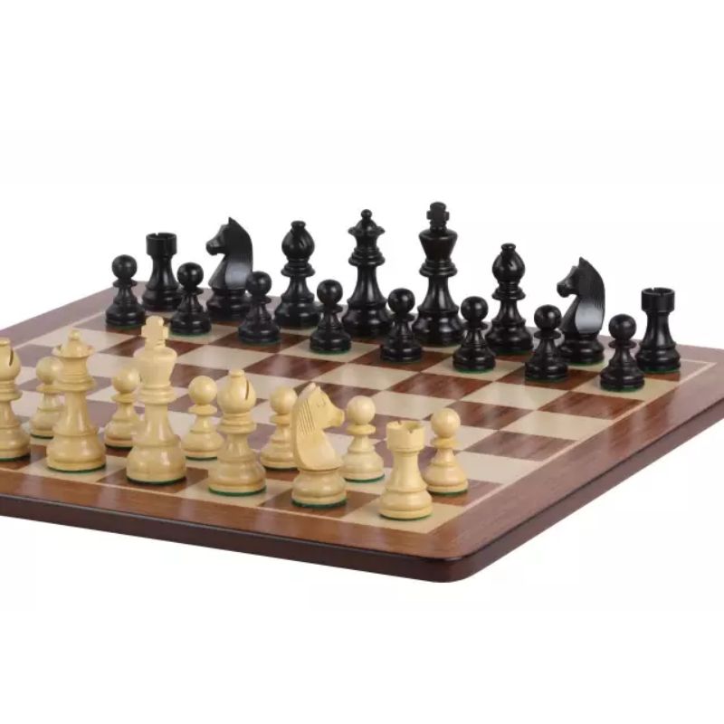 Padauk 54cm Staunton Chess Set With German Ebonised Chess Pieces