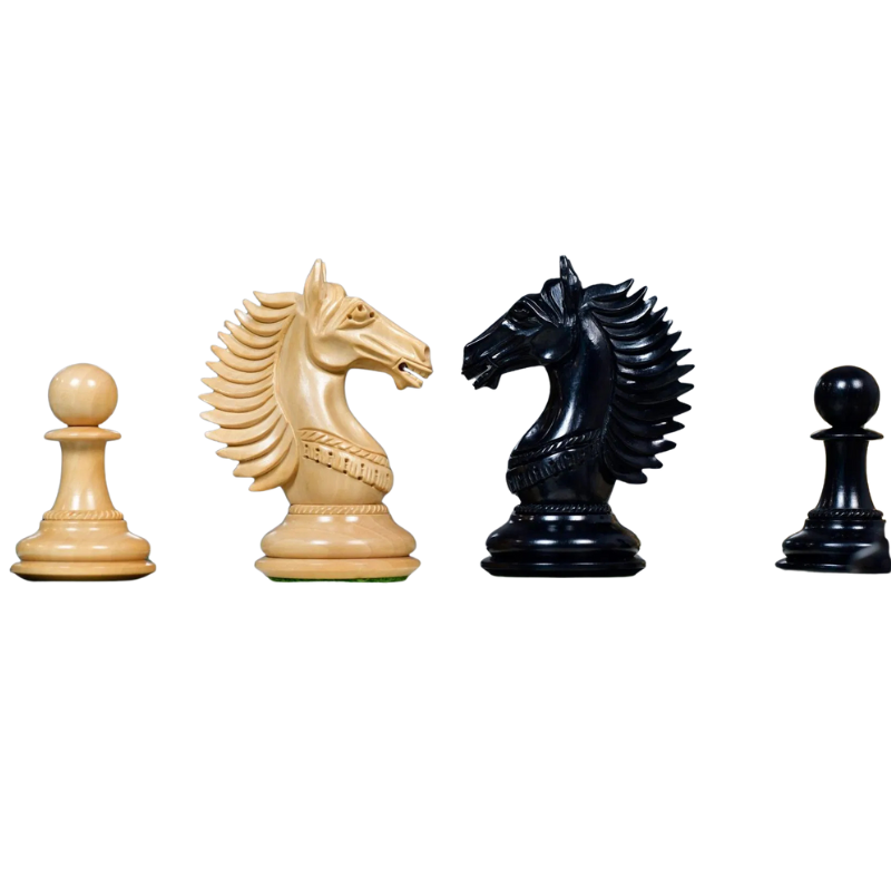 Chess Bazaar Mustang Series Chess Pieces (Ebony/Boxwood) With 60cm Black Anigre & Maple Chess Board