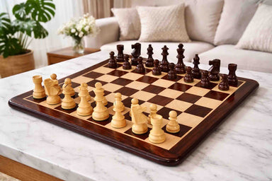 Reproduction French Lardy tournament chess set in Indian rosewood and boxwood