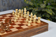 Full 12 Inch Magnetic Travel chess set with its 30cm padauk and maple travel board, from Sterling Chess