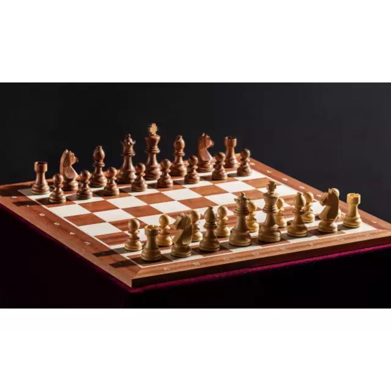 Sapele 48cm Notation Chess Set With German Acacia Chess Pieces