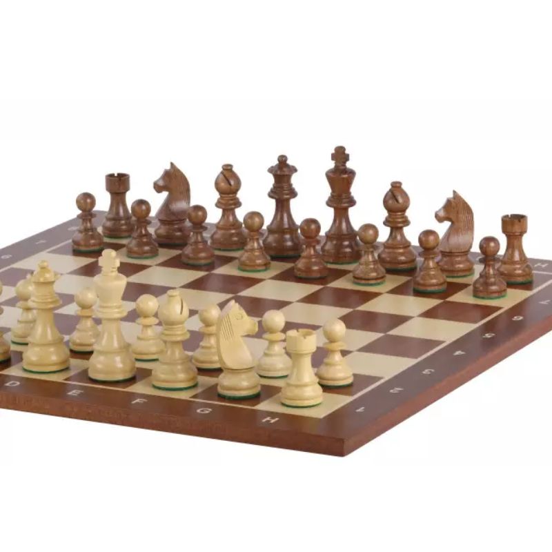 Sapele 48cm Notation Chess Set With German Acacia Chess Pieces