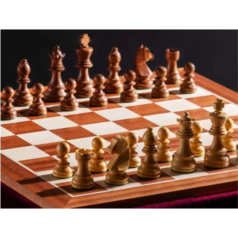 Sapele 48cm Staunton Chess Set With German Acacia Chess Pieces