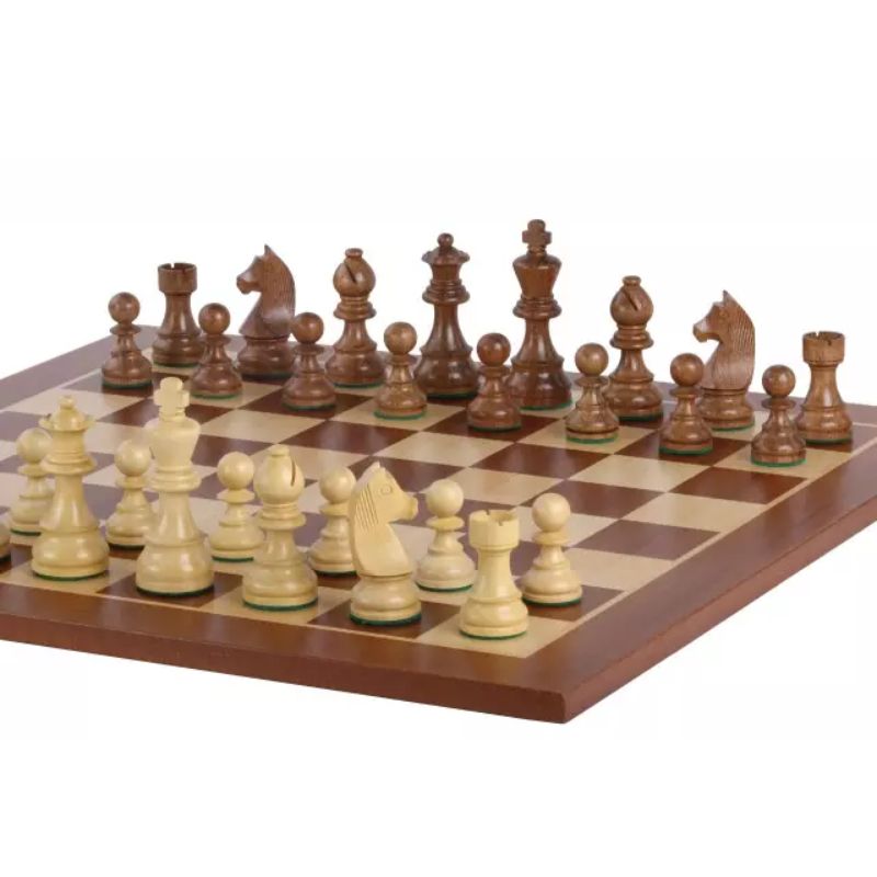 Sapele 48cm Staunton Chess Set With German Acacia Chess Pieces