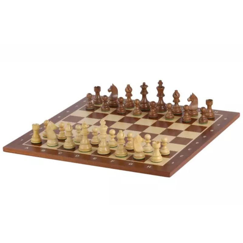 Sapele 54cm Notation Staunton Chess Set With German Acacia Chess Pieces