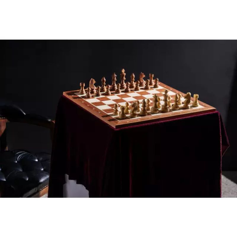 Sapele 54cm Notation Staunton Chess Set With German Acacia Chess Pieces