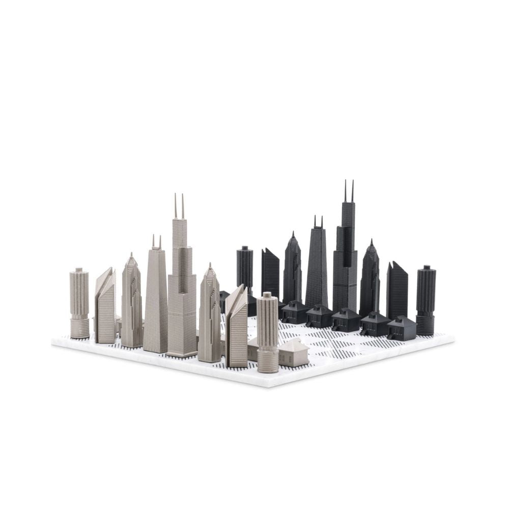 Skyline Chess Stainless Steel Chicago Edition - Marble 1