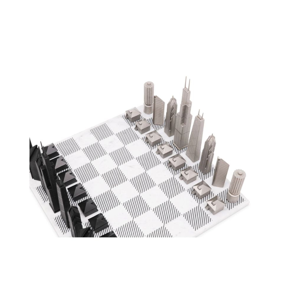 Skyline Chess Stainless Steel Chicago Edition - Marble 2