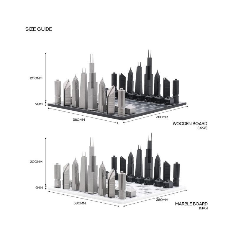 Skyline Chess Stainless Steel Chicago Edition