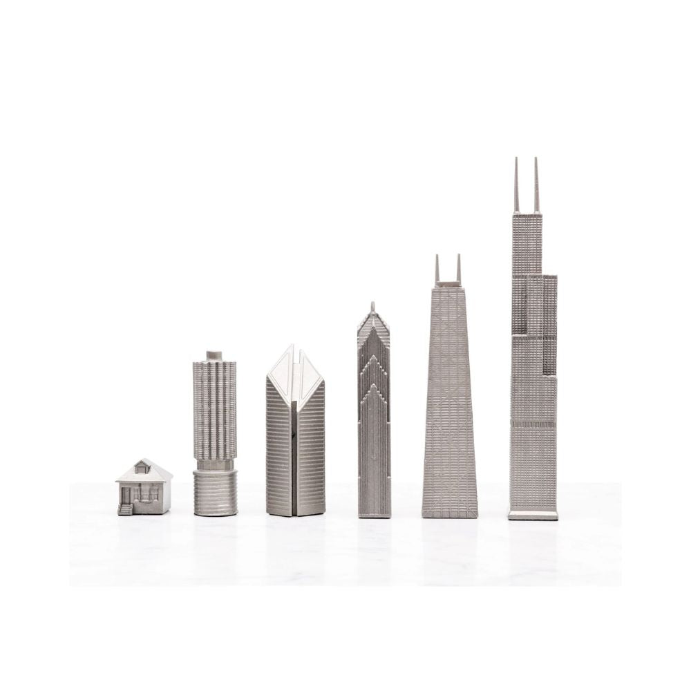 Skyline Chess Stainless Steel Chicago Edition - Chess Pieces