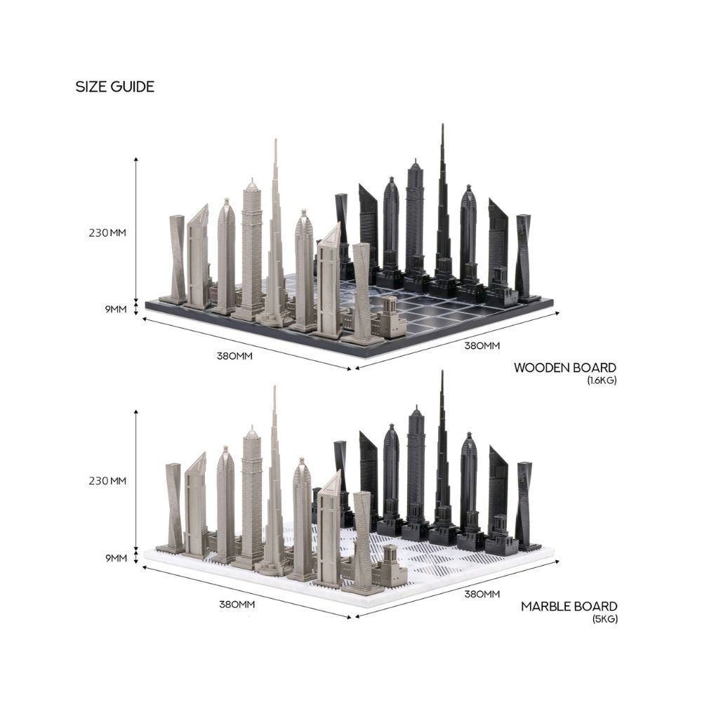 Skyline Chess Stainless Steel Dubai Edition - Dimensions