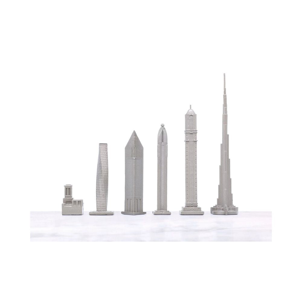 Skyline Chess Stainless Steel Dubai Edition - Chess Pieces 2
