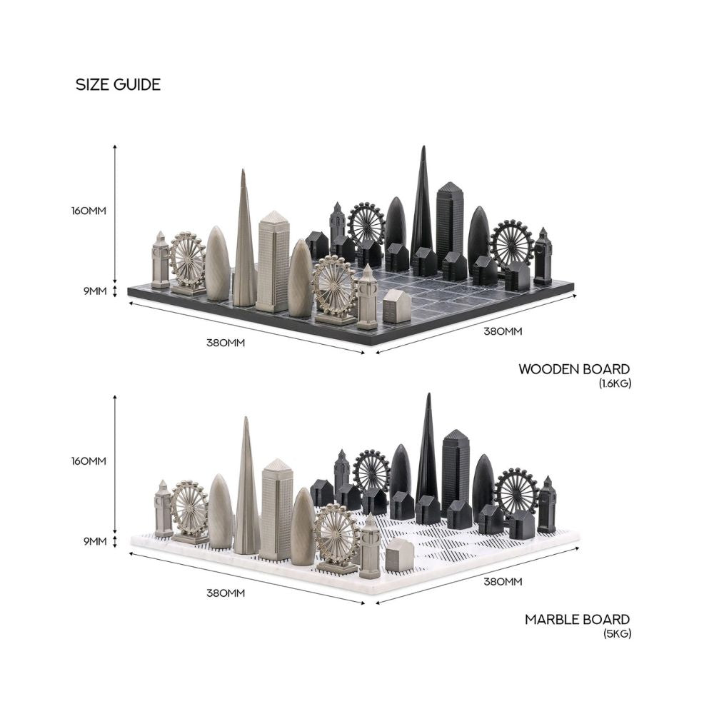 Skyline Chess Stainless Steel London Edition -Dimensions