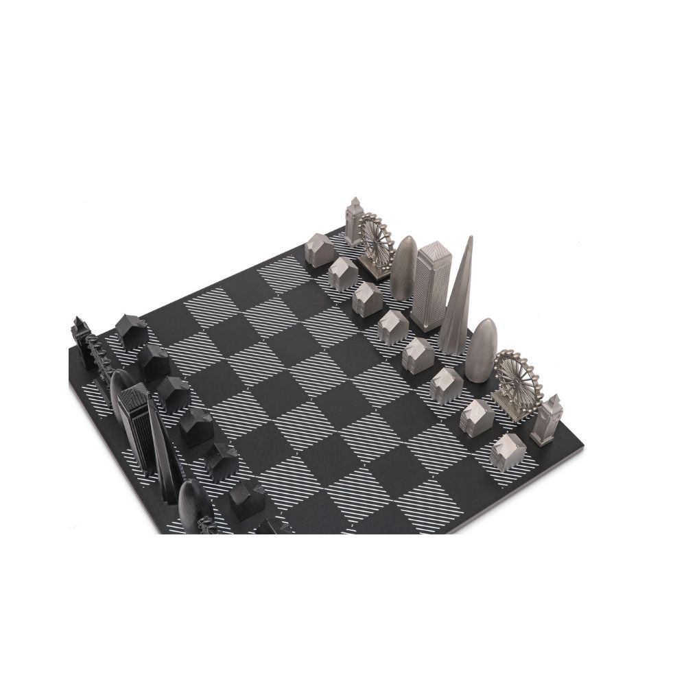 Skyline Chess Stainless Steel London Edition - Black and White Wood 2