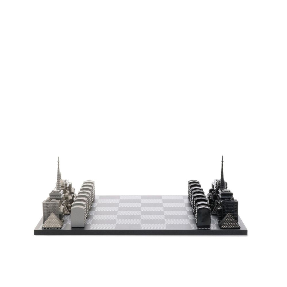 Skyline Chess Stainless Steel Paris Edition - Black and White Wood 3