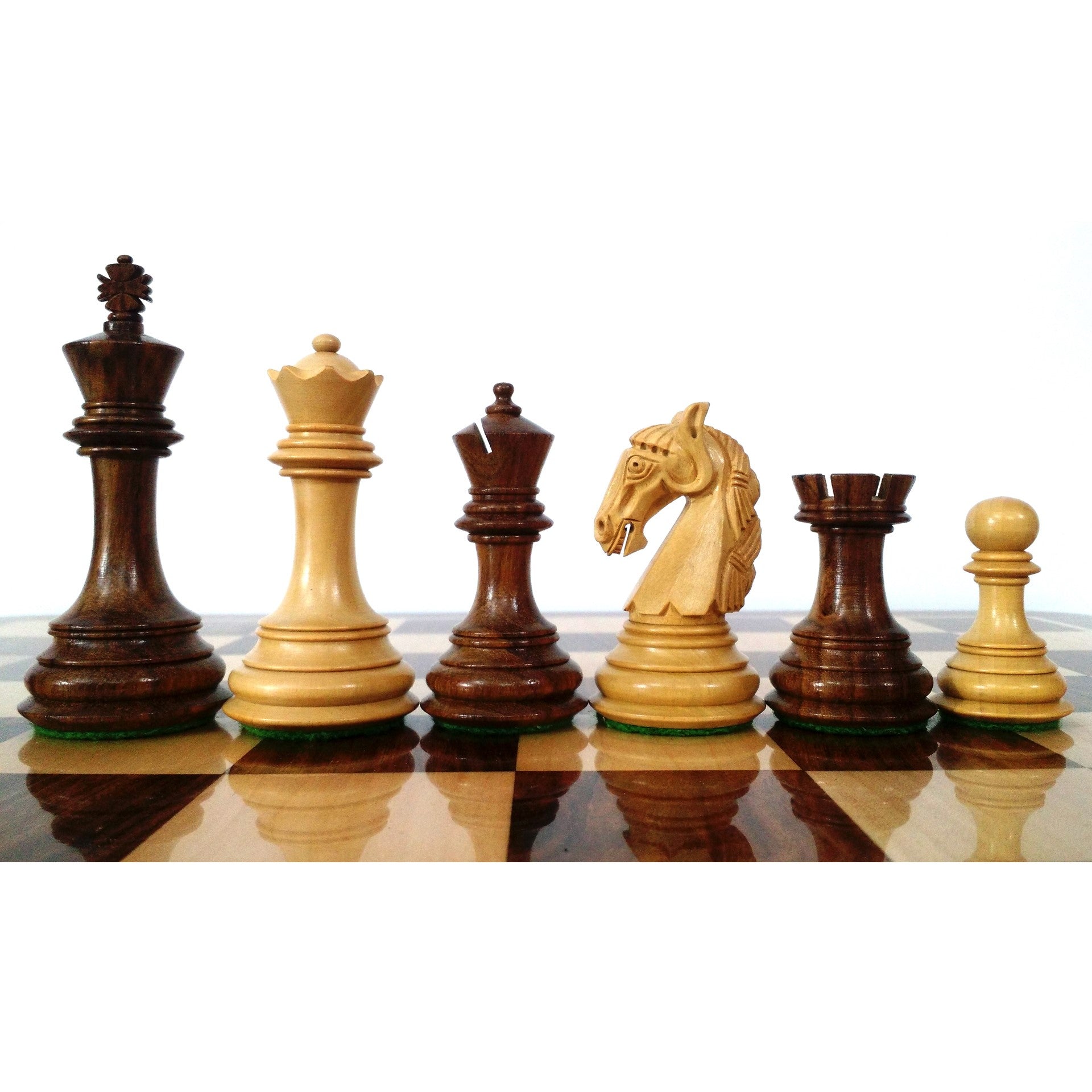 Golden rosewood and boxwood Old Columbian chessmen
