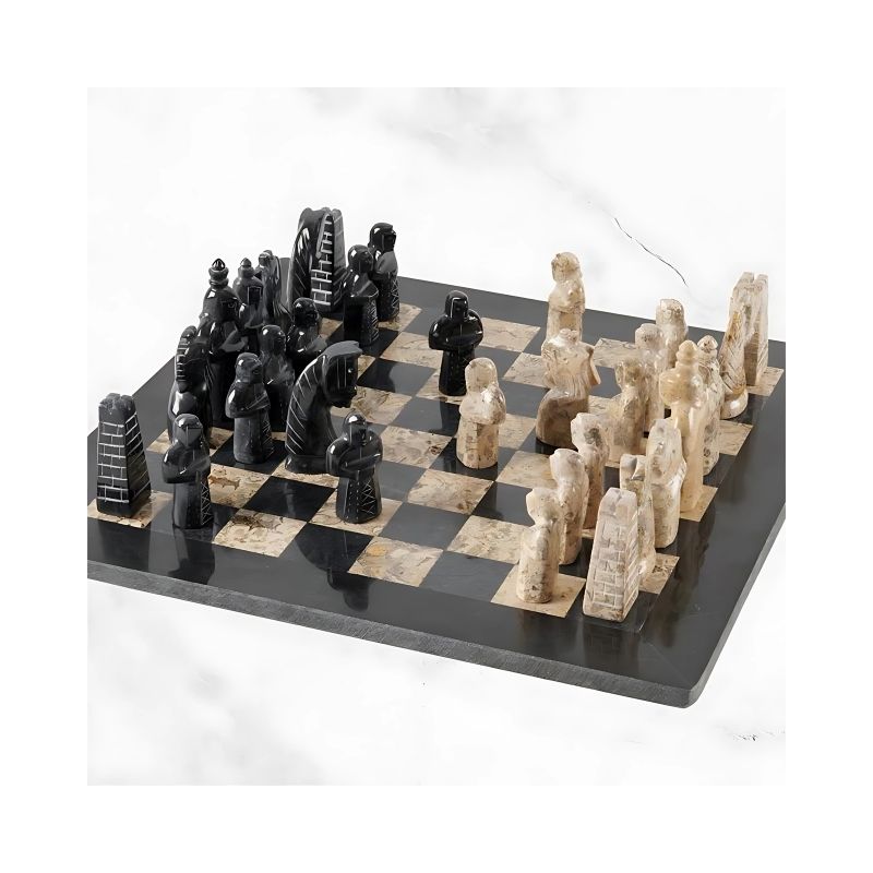 Sterling Chess Black & Coral Marble Chess Set