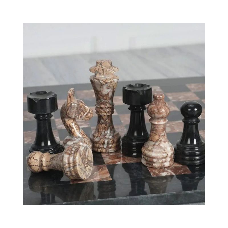 Sterling Chess Black & Marinara Marble Chess Pieces