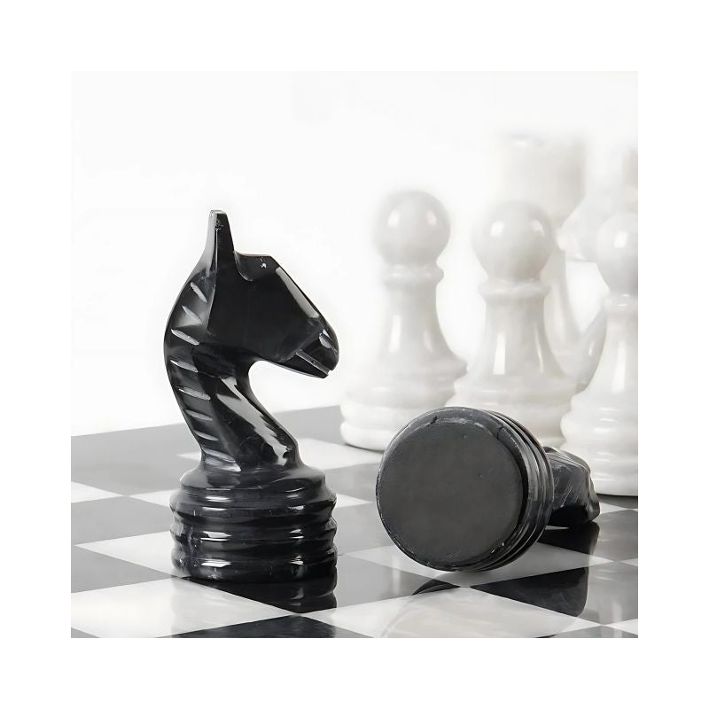 Sterling Chess Black & White Marble Chess Pieces