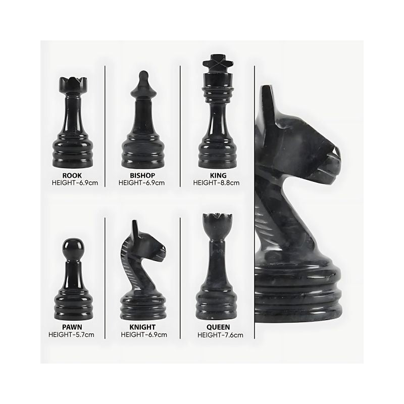 Sterling Chess Black & White Marble Chess Pieces