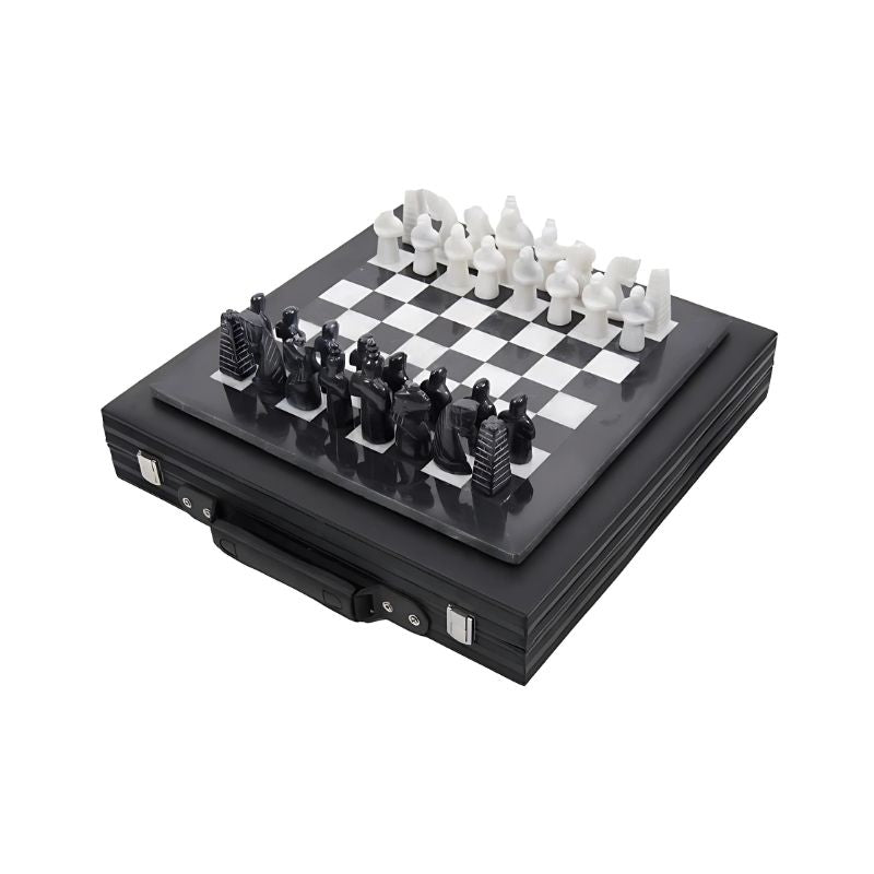 Sterling Chess Black & White Marble Chess Set