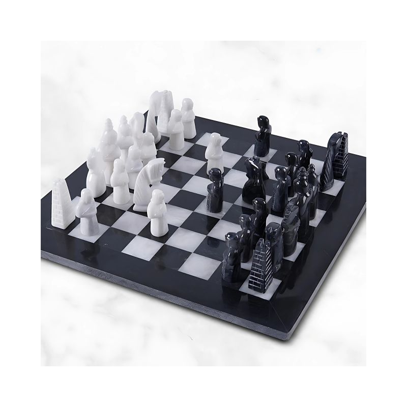Sterling Chess Black & White Marble Chess Set