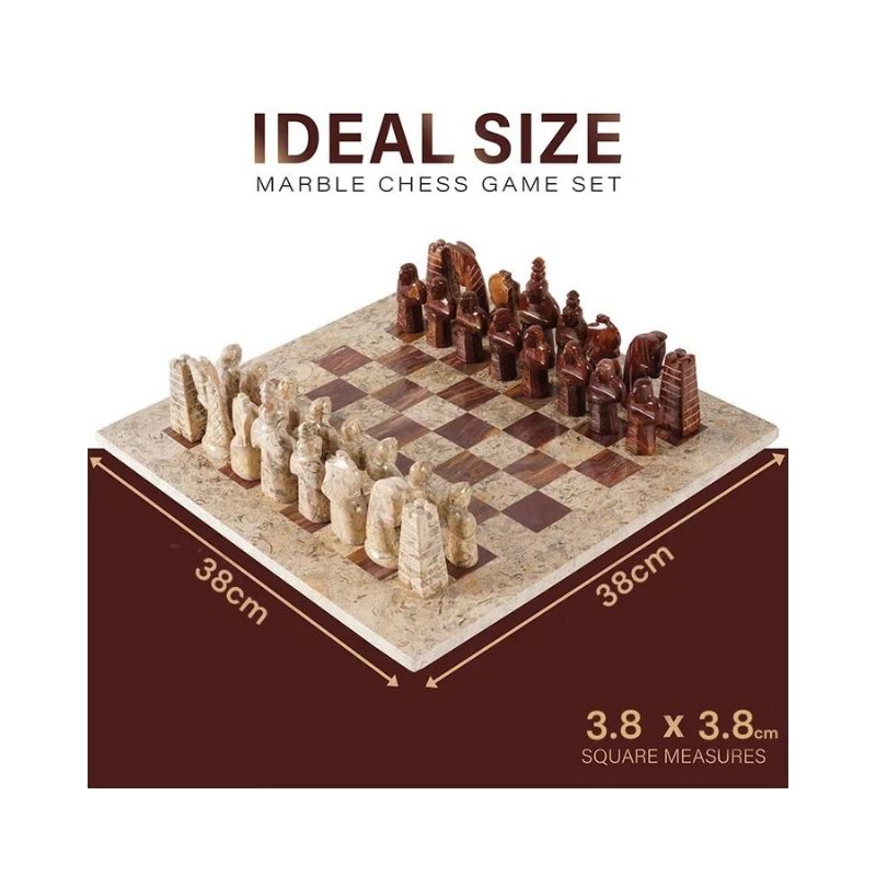 Sterling Chess Coral & Red Marble Chess Set