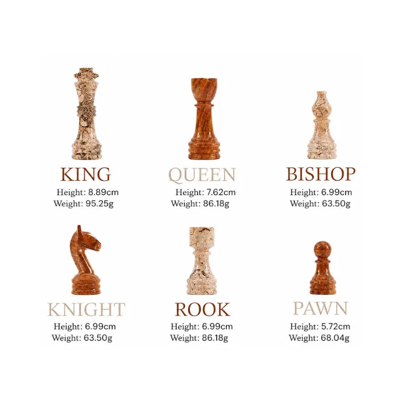 Sterling Chess Coral & Red Marble Chess Set