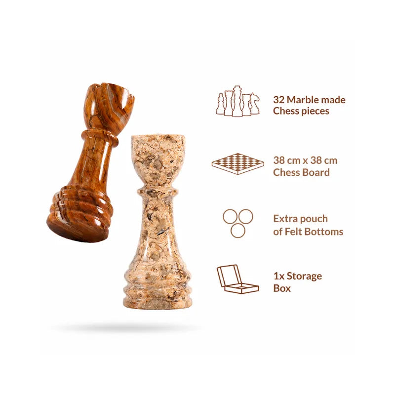 Sterling Chess Coral & Red Marble Chess Set