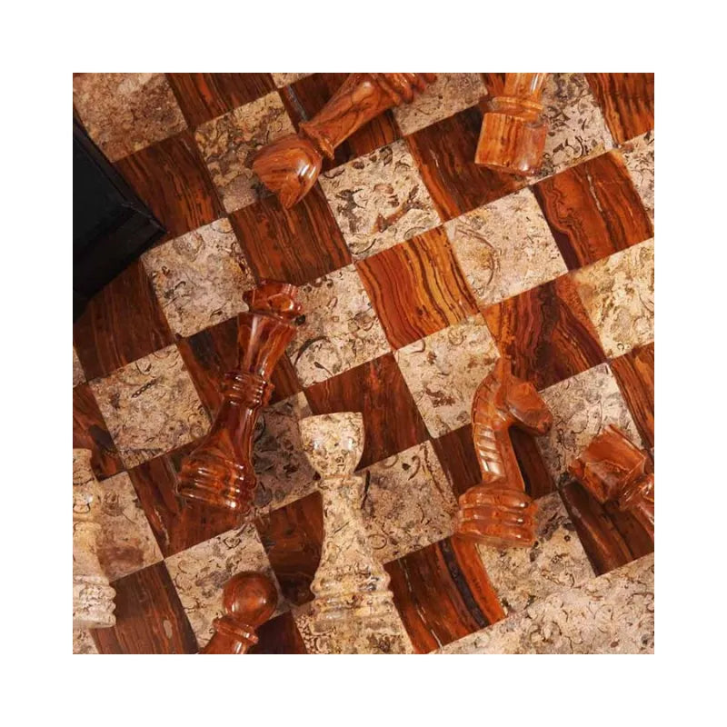 Sterling Chess Coral & Red Marble Chess Set