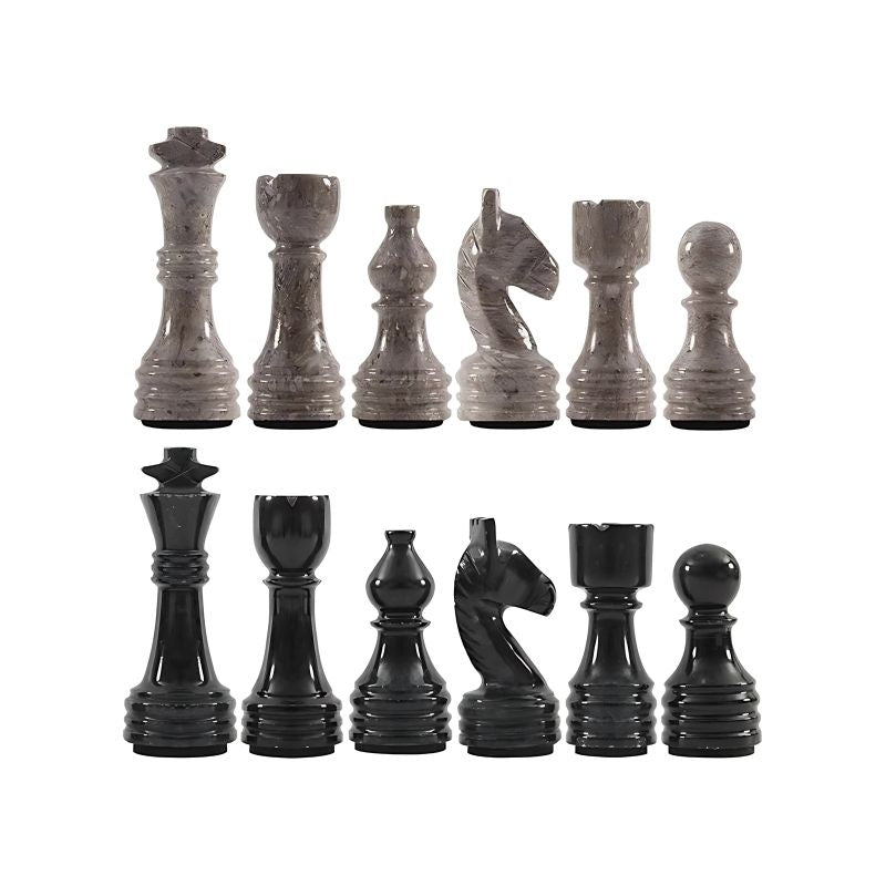 Sterling Chess Oceanic & Black Marble Chess Pieces