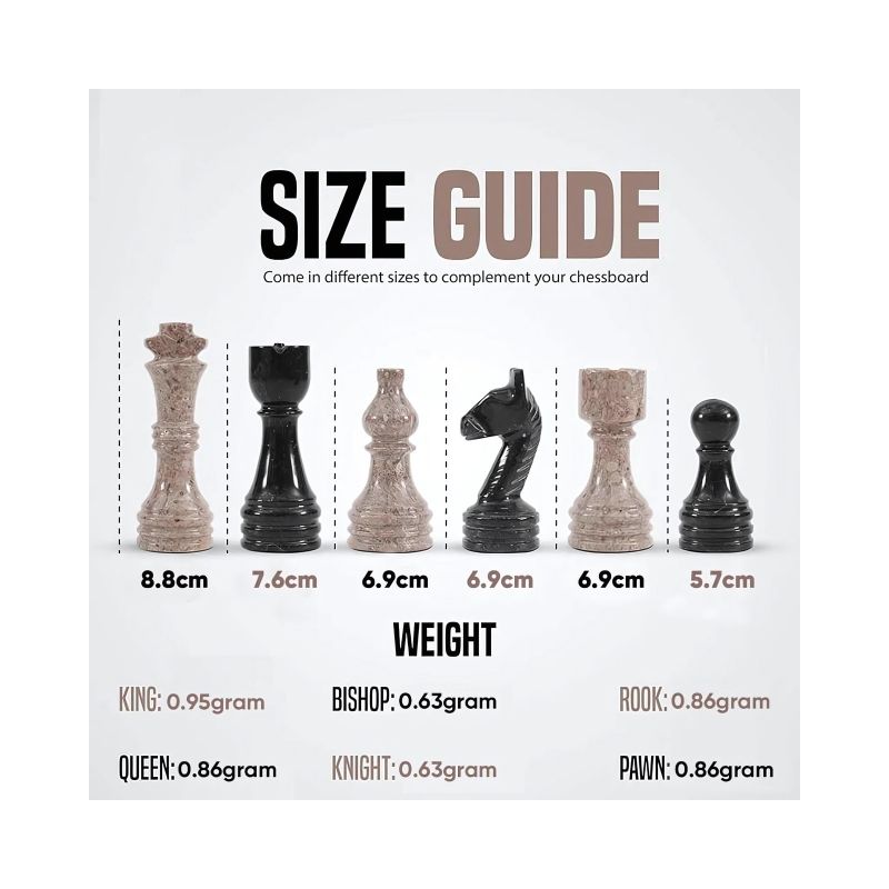 Sterling Chess Oceanic & Black Marble Chess Pieces