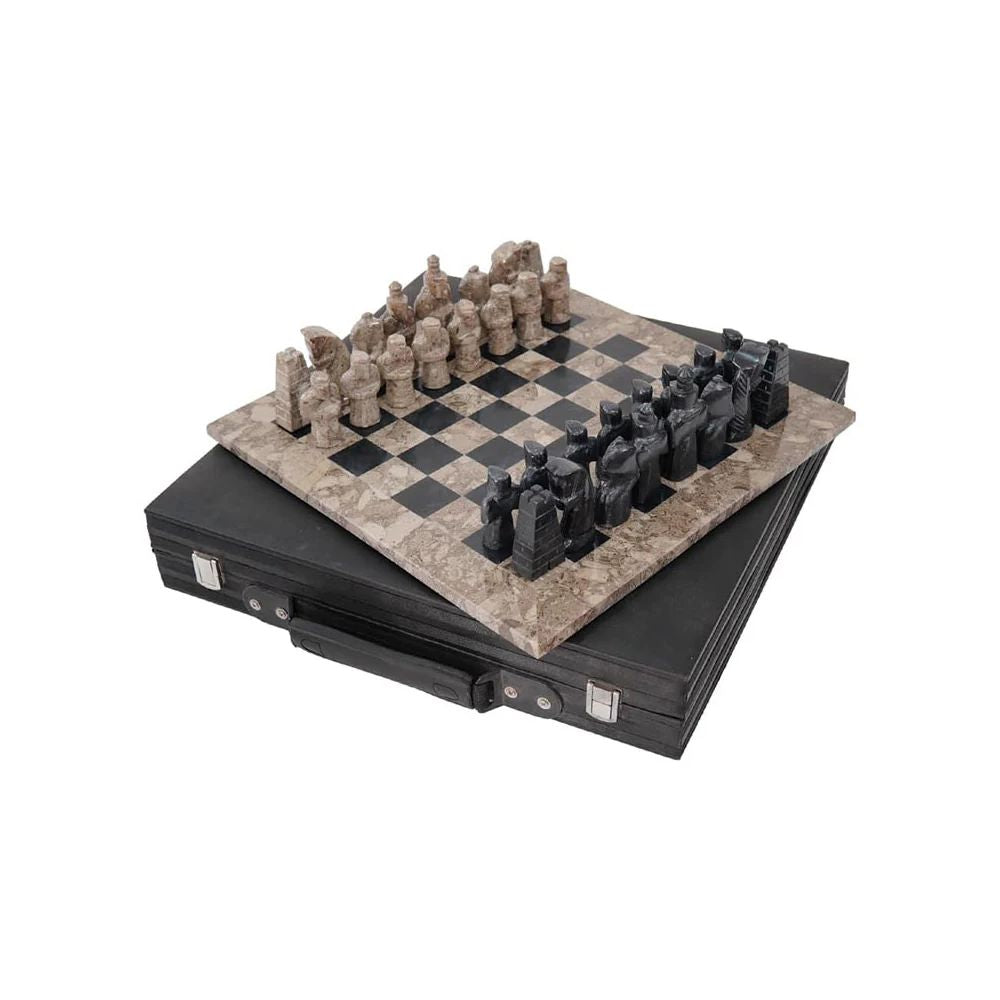 Sterling Chess Oceanic & Black Marble Chess Set