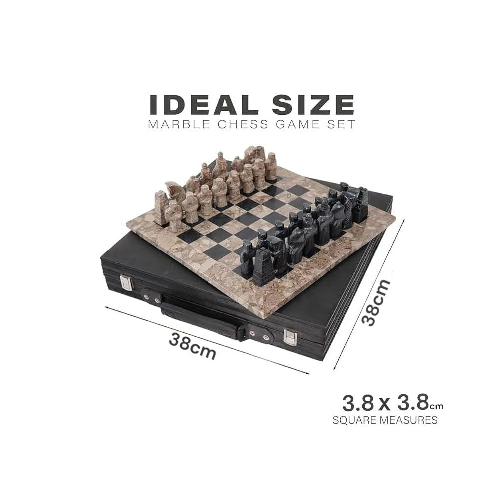 Sterling Chess Oceanic & Black Marble Chess Set