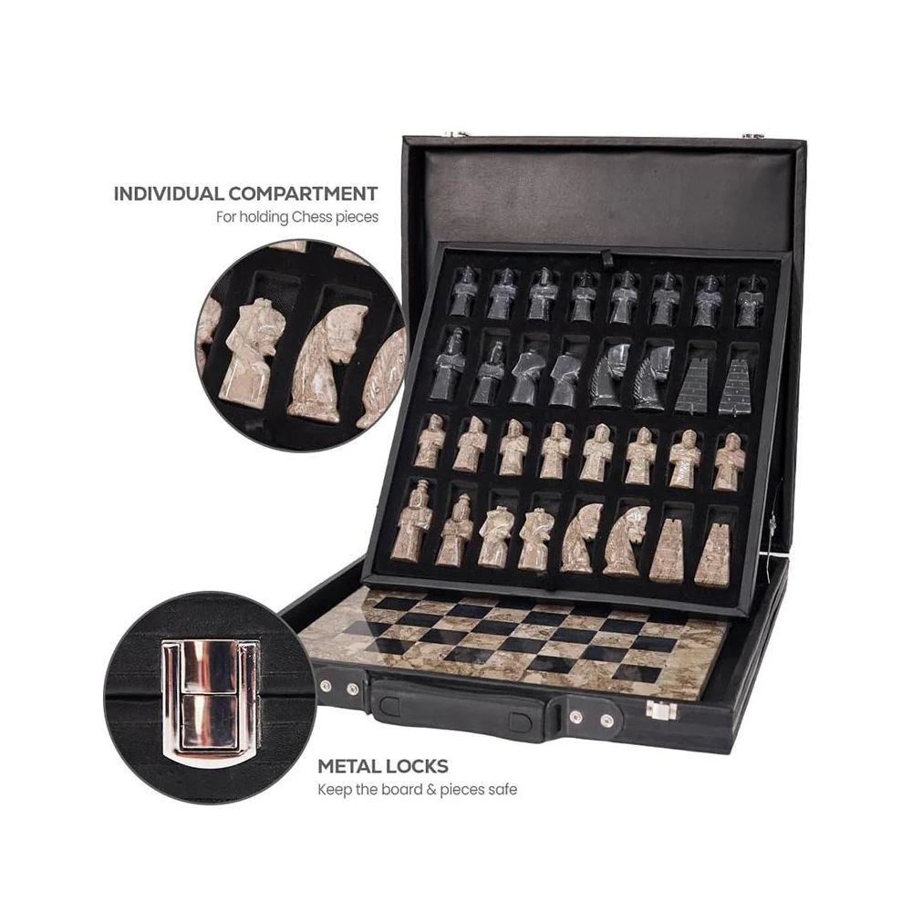 Sterling Chess Oceanic & Black Marble Chess Set