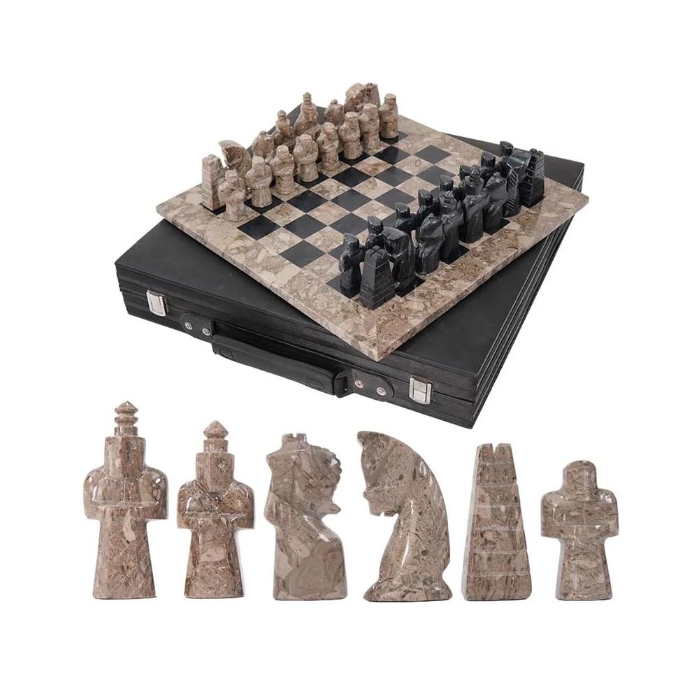 Sterling Chess Oceanic & Black Marble Chess Set
