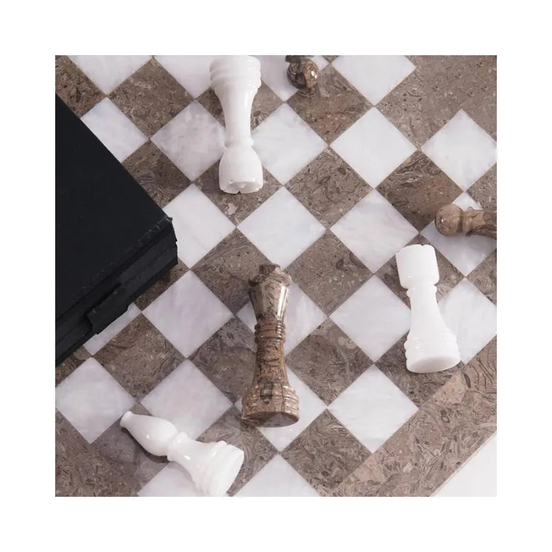 Sterling Chess Oceanic & White Marble Chess Set