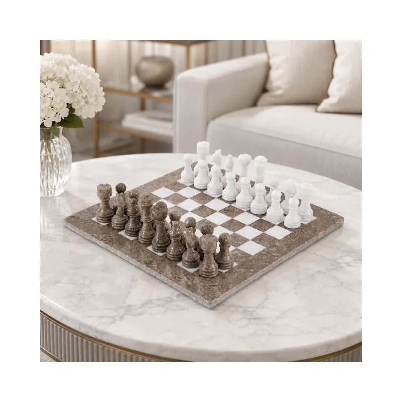 Sterling Chess Oceanic & White Marble Chess Set