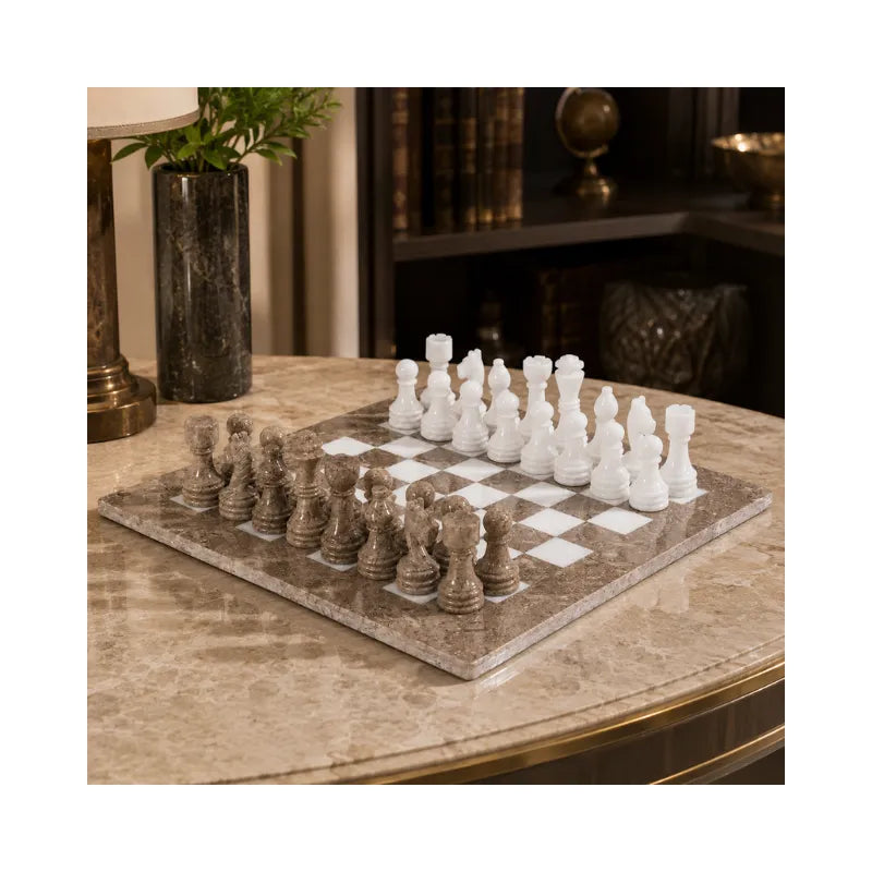 Sterling Chess Oceanic & White Marble Chess Set