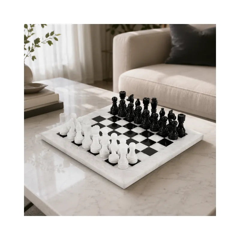 Sterling Chess White & Black Marble Chess Set