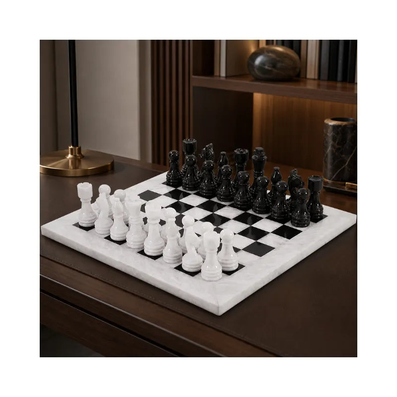 Sterling Chess White & Black Marble Chess Set