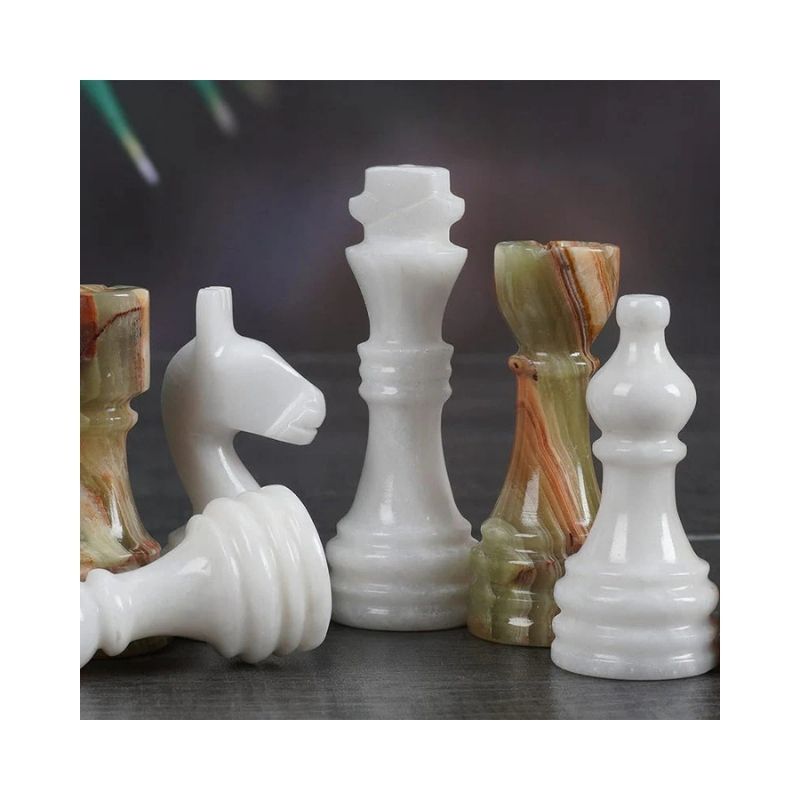 Sterling Chess White & Green Marble Chess Pieces
