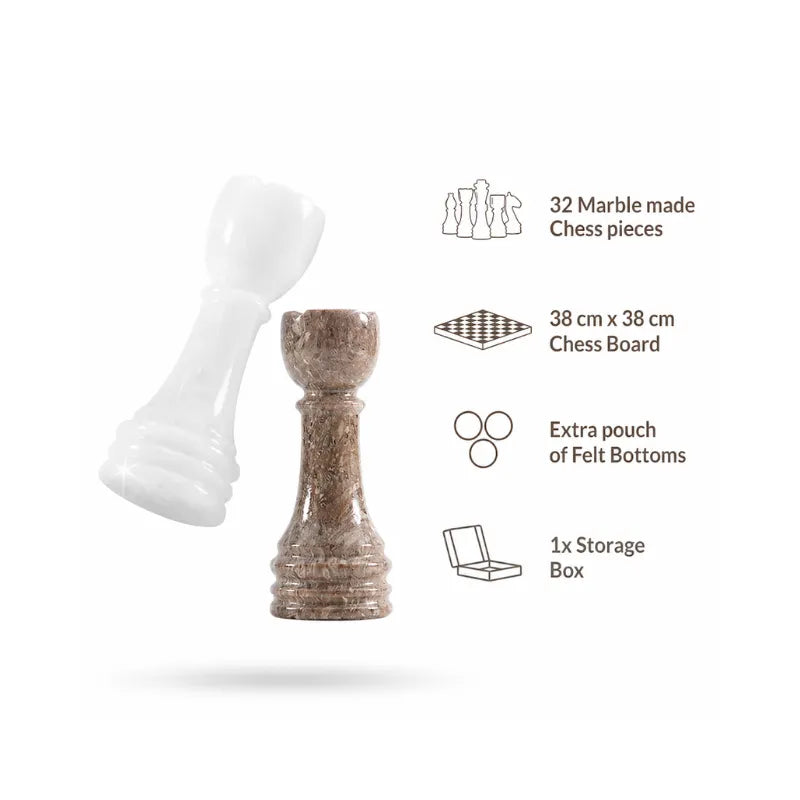 Sterling Chess White & Oceanic Marble Chess Set